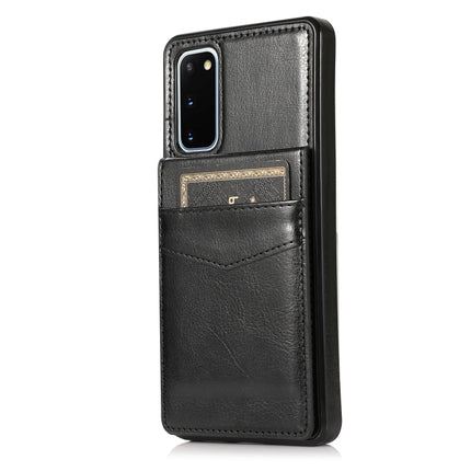For Samsung Galaxy S20 Solid Color PC + TPU Protective Case with Holder & Card Slots(Black)-garmade.com