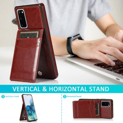 For Samsung Galaxy S20 Solid Color PC + TPU Protective Case with Holder & Card Slots(Brown)-garmade.com