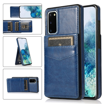 For Samsung Galaxy S20 Solid Color PC + TPU Protective Case with Holder & Card Slots(Blue)-garmade.com