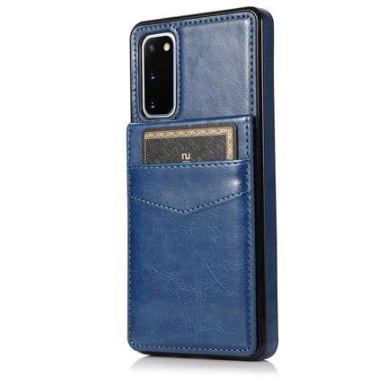 For Samsung Galaxy S20 Solid Color PC + TPU Protective Case with Holder & Card Slots(Blue)-garmade.com