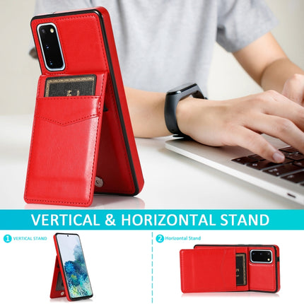 For Samsung Galaxy S20 Solid Color PC + TPU Protective Case with Holder & Card Slots(Red)-garmade.com