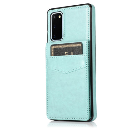 For Samsung Galaxy S20 Solid Color PC + TPU Protective Case with Holder & Card Slots(Green)-garmade.com