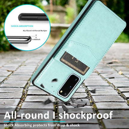For Samsung Galaxy S20 Solid Color PC + TPU Protective Case with Holder & Card Slots(Green)-garmade.com