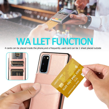 For Samsung Galaxy S20 Solid Color PC + TPU Protective Case with Holder & Card Slots(Rose Gold)-garmade.com