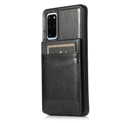 For Samsung Galaxy S20 Plus Solid Color PC + TPU Protective Case with Holder & Card Slots(Black)-garmade.com
