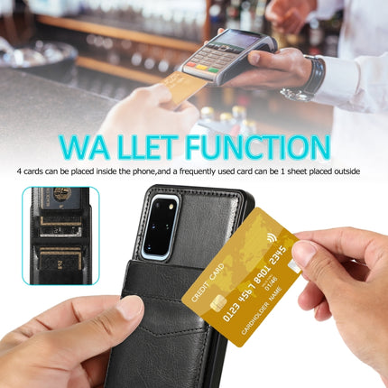 For Samsung Galaxy S20 Plus Solid Color PC + TPU Protective Case with Holder & Card Slots(Black)-garmade.com