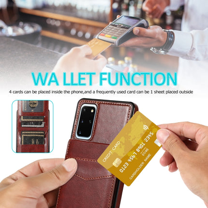 For Samsung Galaxy S20 Plus Solid Color PC + TPU Protective Case with Holder & Card Slots(Brown)-garmade.com