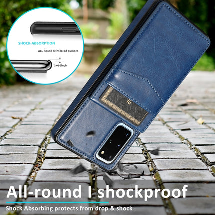 For Samsung Galaxy S20 Plus Solid Color PC + TPU Protective Case with Holder & Card Slots(Blue)-garmade.com