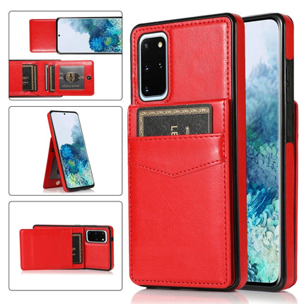 For Samsung Galaxy S20 Plus Solid Color PC + TPU Protective Case with Holder & Card Slots(Red)-garmade.com