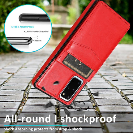 For Samsung Galaxy S20 Plus Solid Color PC + TPU Protective Case with Holder & Card Slots(Red)-garmade.com