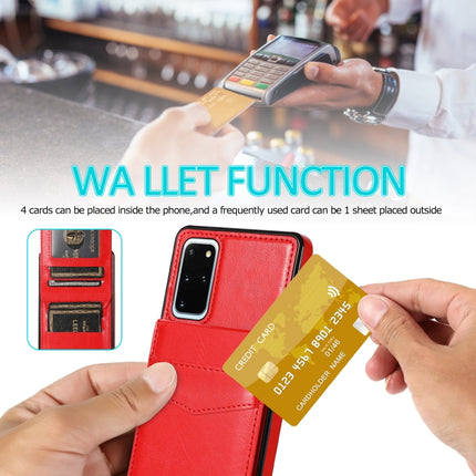 For Samsung Galaxy S20 Plus Solid Color PC + TPU Protective Case with Holder & Card Slots(Red)-garmade.com