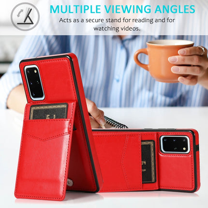 For Samsung Galaxy S20 Plus Solid Color PC + TPU Protective Case with Holder & Card Slots(Red)-garmade.com