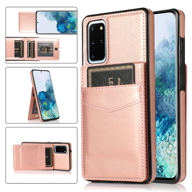 For Samsung Galaxy S20 Plus Solid Color PC + TPU Protective Case with Holder & Card Slots(Rose Gold)-garmade.com