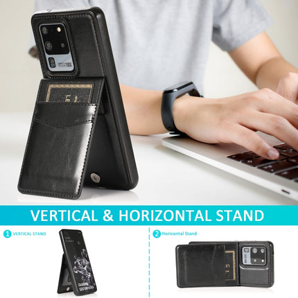 For Samsung Galaxy S20 Ultra Solid Color PC + TPU Protective Case with Holder & Card Slots(Black)-garmade.com