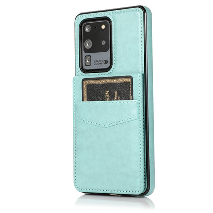 For Samsung Galaxy S20 Ultra Solid Color PC + TPU Protective Case with Holder & Card Slots(Green)-garmade.com