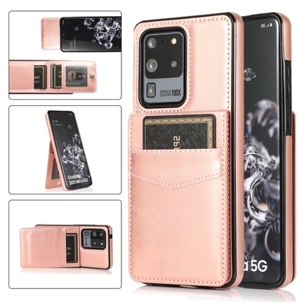 For Samsung Galaxy S20 Ultra Solid Color PC + TPU Protective Case with Holder & Card Slots(Rose Gold)-garmade.com