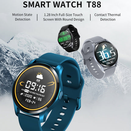 T88 1.28 inch TFT Color Screen IP67 Waterproof Smart Watch, Support Body Temperature Monitoring / Sleep Monitoring / Heart Rate Monitoring(Black)-garmade.com