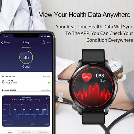 T88 1.28 inch TFT Color Screen IP67 Waterproof Smart Watch, Support Body Temperature Monitoring / Sleep Monitoring / Heart Rate Monitoring(Black)-garmade.com