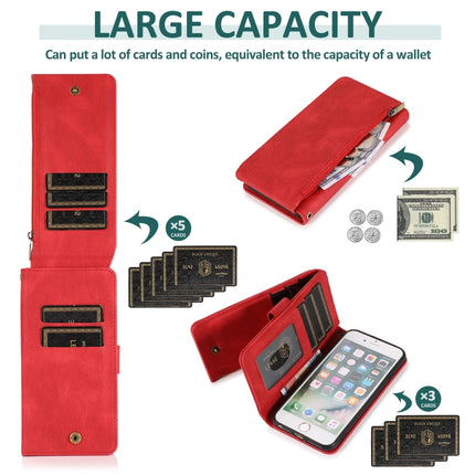 Skin-feel Crazy Horse Texture Zipper Wallet Bag Horizontal Flip Leather Case with Holder & Card Slots & Wallet & Lanyard For iPhone 6(Red)-garmade.com