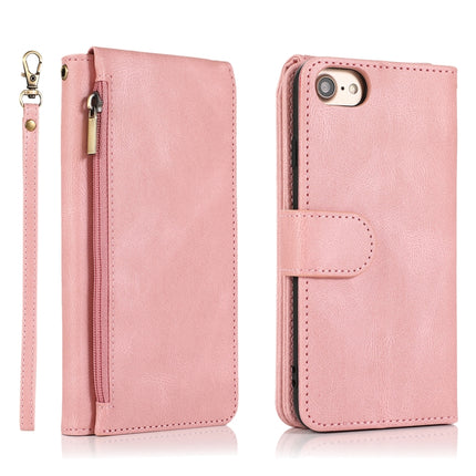 Skin-feel Crazy Horse Texture Zipper Wallet Bag Horizontal Flip Leather Case with Holder & Card Slots & Wallet & Lanyard For iPhone 6(Rose Gold)-garmade.com
