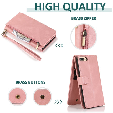 Skin-feel Crazy Horse Texture Zipper Wallet Bag Horizontal Flip Leather Case with Holder & Card Slots & Wallet & Lanyard For iPhone 6 Plus(Rose Gold)-garmade.com
