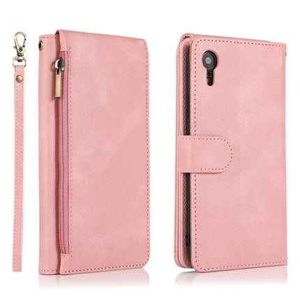 Skin-feel Crazy Horse Texture Zipper Wallet Bag Horizontal Flip Leather Case with Holder & Card Slots & Wallet & Lanyard For iPhone XR(Rose Gold)-garmade.com
