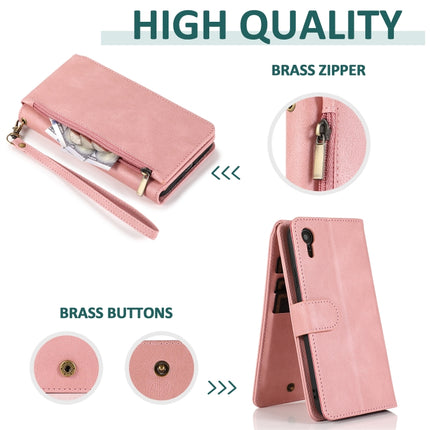 Skin-feel Crazy Horse Texture Zipper Wallet Bag Horizontal Flip Leather Case with Holder & Card Slots & Wallet & Lanyard For iPhone XR(Rose Gold)-garmade.com