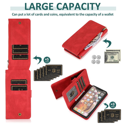 Skin-feel Crazy Horse Texture Zipper Wallet Bag Horizontal Flip Leather Case with Holder & Card Slots & Wallet & Lanyard For iPhone XS Max(Red)-garmade.com