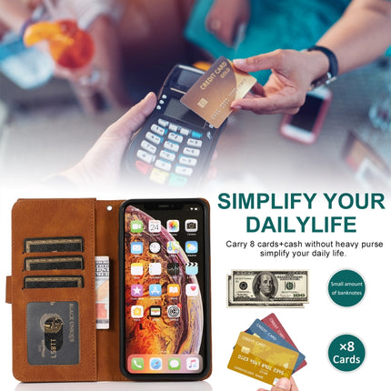 Skin-feel Crazy Horse Texture Zipper Wallet Bag Horizontal Flip Leather Case with Holder & Card Slots & Wallet & Lanyard For iPhone XS Max(Brown)-garmade.com