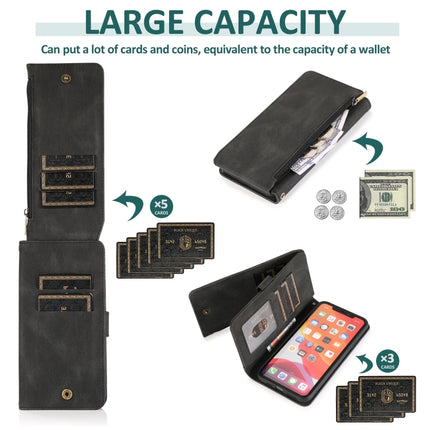 Skin-feel Crazy Horse Texture Zipper Wallet Bag Horizontal Flip Leather Case with Holder & Card Slots & Wallet & Lanyard For iPhone 11(Black)-garmade.com