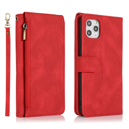 Skin-feel Crazy Horse Texture Zipper Wallet Bag Horizontal Flip Leather Case with Holder & Card Slots & Wallet & Lanyard For iPhone 11(Red)-garmade.com