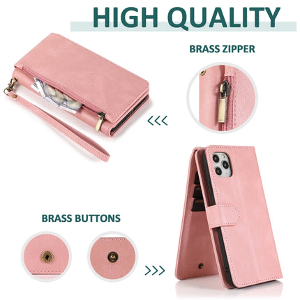 Skin-feel Crazy Horse Texture Zipper Wallet Bag Horizontal Flip Leather Case with Holder & Card Slots & Wallet & Lanyard For iPhone 11(Rose Gold)-garmade.com