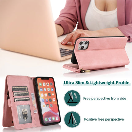 Skin-feel Crazy Horse Texture Zipper Wallet Bag Horizontal Flip Leather Case with Holder & Card Slots & Wallet & Lanyard For iPhone 11 Pro(Rose Gold)-garmade.com