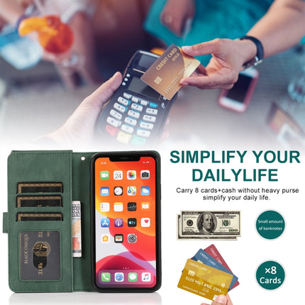 Skin-feel Crazy Horse Texture Zipper Wallet Bag Horizontal Flip Leather Case with Holder & Card Slots & Wallet & Lanyard For iPhone 11 Pro Max(Dark Green)-garmade.com