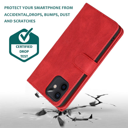 Skin-feel Crazy Horse Texture Zipper Wallet Bag Horizontal Flip Leather Case with Holder & Card Slots & Wallet & Lanyard For iPhone 12 mini(Red)-garmade.com