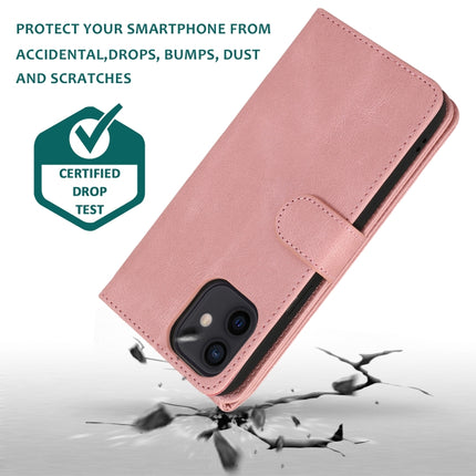 Skin-feel Crazy Horse Texture Zipper Wallet Bag Horizontal Flip Leather Case with Holder & Card Slots & Wallet & Lanyard For iPhone 12 mini(Rose Gold)-garmade.com