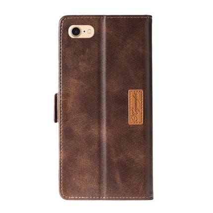 Retro Texture Contrast Color Side Buckle Horizontal Flip Leather Case with Holder & Card Slots & Wallet For iPhone 7 / 8 / SE 2020(Brown)-garmade.com