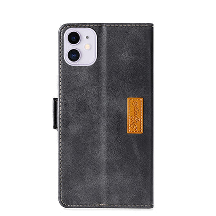Retro Texture Contrast Color Side Buckle Horizontal Flip Leather Case with Holder & Card Slots & Wallet For iPhone 11(Black)-garmade.com