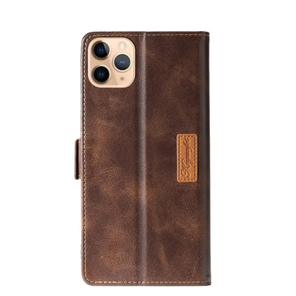 Retro Texture Contrast Color Side Buckle Horizontal Flip Leather Case with Holder & Card Slots & Wallet For iPhone 11 Pro Max(Brown)-garmade.com