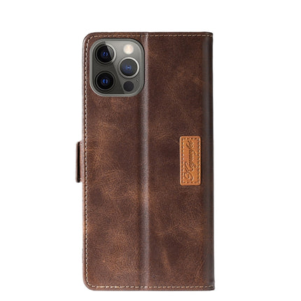 Retro Texture Contrast Color Side Buckle Horizontal Flip Leather Case with Holder & Card Slots & Wallet For iPhone 12 mini(Brown)-garmade.com