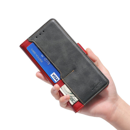 Retro Texture Contrast Color Side Buckle Horizontal Flip Leather Case with Holder & Card Slots & Wallet(Red)-garmade.com