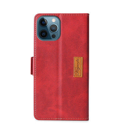 Retro Texture Contrast Color Side Buckle Horizontal Flip Leather Case with Holder & Card Slots & Wallet For iPhone 12 Pro Max(Red)-garmade.com