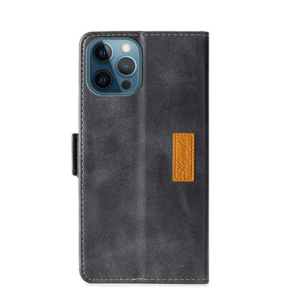 Retro Texture Contrast Color Side Buckle Horizontal Flip Leather Case with Holder & Card Slots & Wallet For iPhone 12 Pro Max(Black)-garmade.com