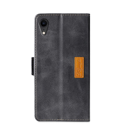 Retro Texture Contrast Color Side Buckle Horizontal Flip Leather Case with Holder & Card Slots & Wallet For iPhone XR(Black)-garmade.com