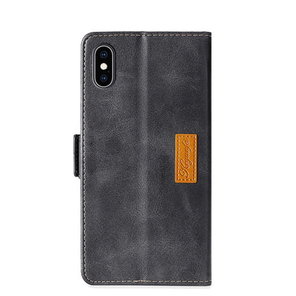 Retro Texture Contrast Color Side Buckle Horizontal Flip Leather Case with Holder & Card Slots & Wallet For iPhone XS Max(Black)-garmade.com