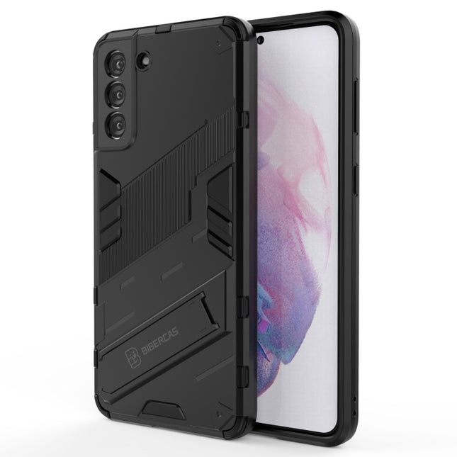 For Samsung Galaxy S21+ 5G Punk Armor 2 in 1 PC + TPU Shockproof Case with Invisible Holder(Black)-garmade.com