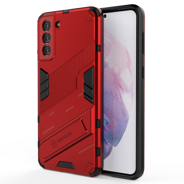 For Samsung Galaxy S21+ 5G Punk Armor 2 in 1 PC + TPU Shockproof Case with Invisible Holder(Red)-garmade.com