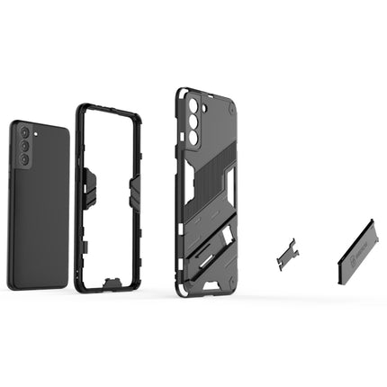 For Samsung Galaxy S21+ 5G Punk Armor 2 in 1 PC + TPU Shockproof Case with Invisible Holder(White)-garmade.com