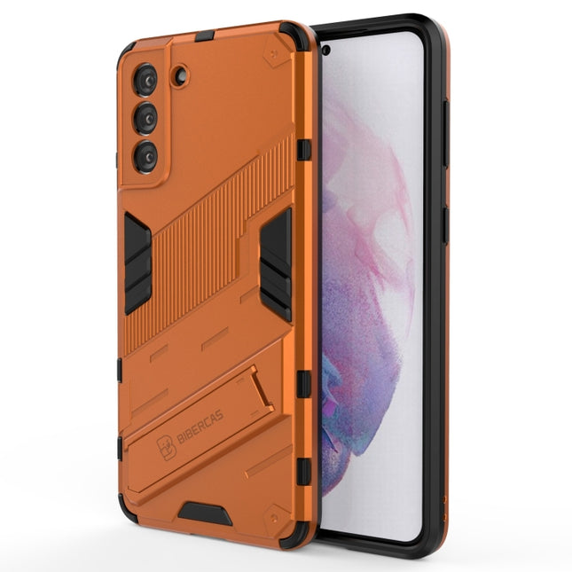For Samsung Galaxy S21+ 5G Punk Armor 2 in 1 PC + TPU Shockproof Case with Invisible Holder(Orange)-garmade.com