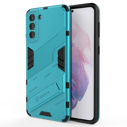 For Samsung Galaxy S21+ 5G Punk Armor 2 in 1 PC + TPU Shockproof Case with Invisible Holder(Blue)-garmade.com